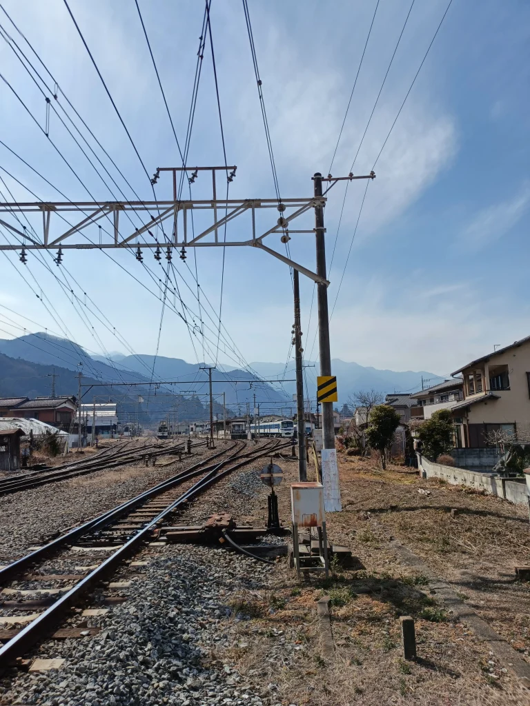 秩父鉄道・踏切から撮影した光景