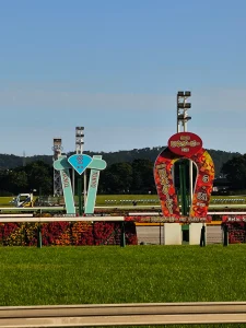 東京競馬場・日本ダービー2026仕様のゴール板(前日撮影)