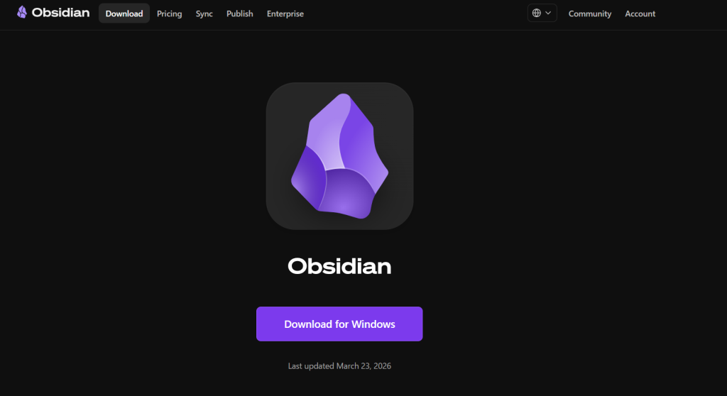 Obsidianの公式サイト画像